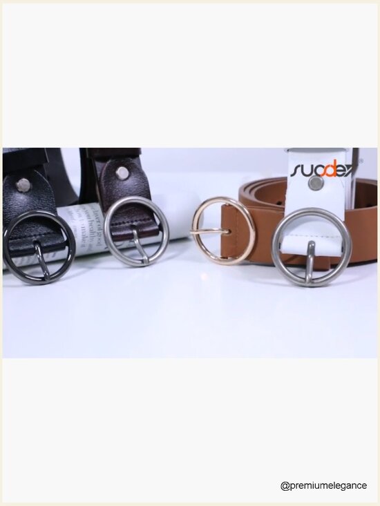 Women\'s Classic Round Buckle Leather Belt For Jeans Dresses